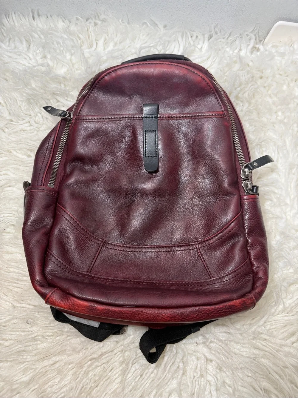 Old Trend Compact Red Leather Backpack medium